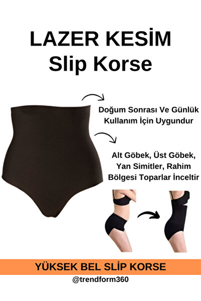 trendform360 Toparlayıcı Yüksek Bel Şekillendirici Lazer Kesim Slip Korse