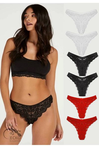 GECKO COLLECTION Γυναικείο εσώρουχο Gecko Brazilian Lace 6 τεμαχίων