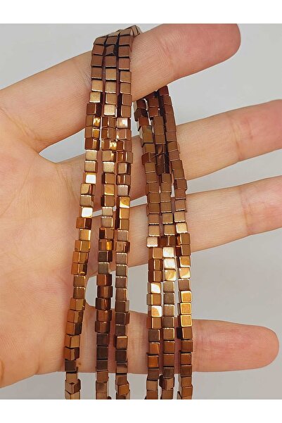 Yasamtohumu Bileklik Boy Hematit Taşı Küp Şekilli 3mm Yarım Dizi (48118) (18C...