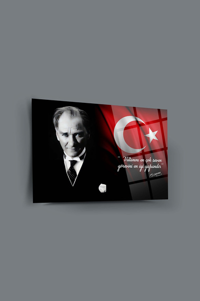 SRD Concept Atatürk 113 Cam Tablo-atatürk Tablosu-türk Bayrağı Tablosu