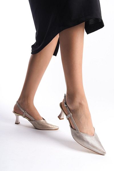 Modabuymus Pantofi de seara ParParS Glitter Gold Gold cu toc scurt