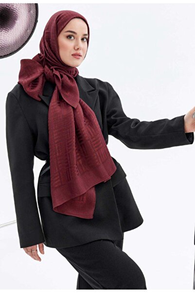 Imannoor إيمان سكوير بورجوندي نايا شال قطن 70x210