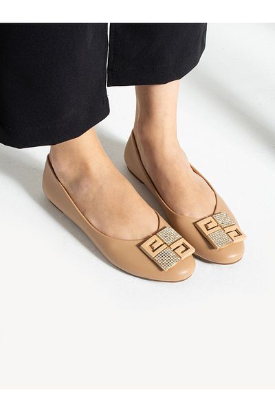 Alemdar Shoes Balerini de damă REX Mink Stone cu cataramă