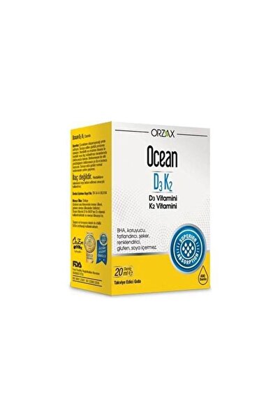 Ocean D3 ve K2 Vitamini İçeren Takviye Edici Gıda Damla 20 ml + Facial Cleanser 100ml Hediyeli