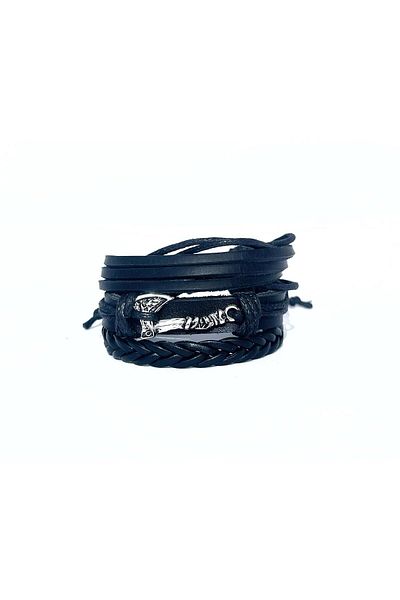 BSN Store Viking Thor Axe Figured 3-Piece Handmade Leather Bracelet