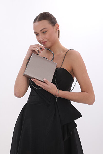 womenacs Platinum Color Fabric Material Women's Evening Dress Clutch Portfolio Bag