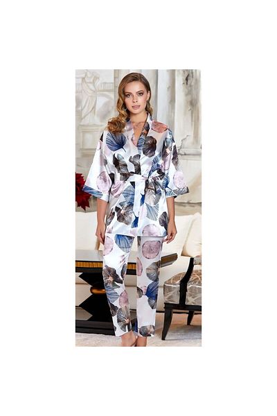 Jeremi 3090 Dowry Silk Satin Triple Bustier Pajamas Set - Navy Blue