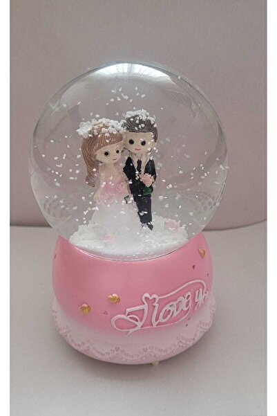 Bakmakistersen Gelin Ve Damat Orta Kar Küresi Işıklı Ve Müzikli