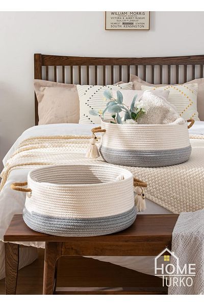 HomeTurko Turko Jute Decorative Scandinavian and Bohemian Basket - Organizer and Organizer