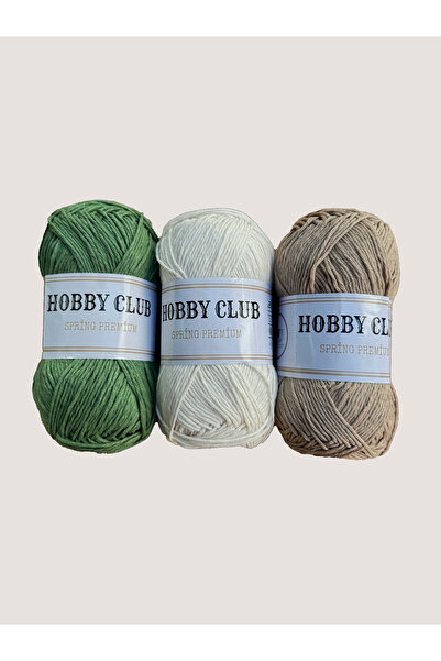 hobby club Set of 3 100% Premium Cotton Thread, Punch Thread, Amigurumi Thread, Cotton Knitting Thread