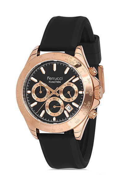 Ferrucci Erkek Paslanmaz Çelik Kasa Kol Saati Silikon Kordon Rolex Model Tüm Göstergeler Aktif Çalışır