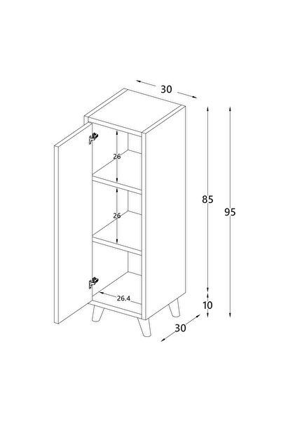 Egecan Mobilya Beyaz Tek Kapaklı 3 Raflı Banyo Dolabı Havlu Dolabı Sabunluk Kiler Dolabı Erzak Dolabı Ekmek Dolabı