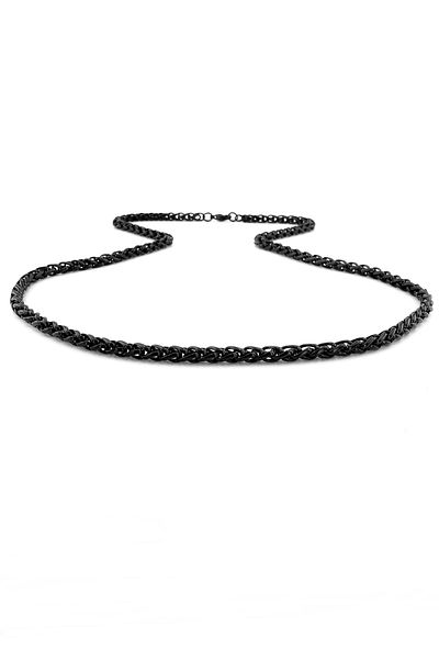 Solfera Black Mesh 4.5 mm Thickness Stainless Steel Men's Chain Necklace Q0837