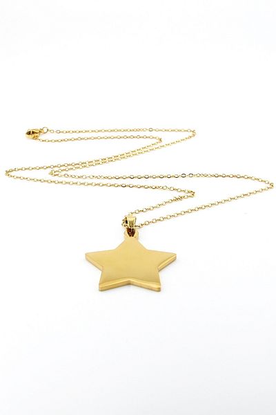 Solfera Bright Yellow Star Shaped Stainless Steel Necklace Chain - Q0805