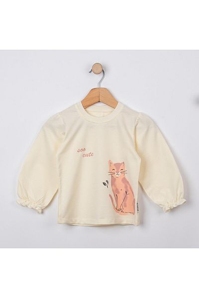 Necix's Cat Printed Girl's Long Sleeve Badi