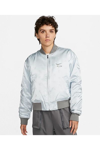 Gray and white nike jacket top