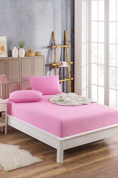 TABEA HOME 100% Cotton Double Fitted Sheet 2 Pillow Cases