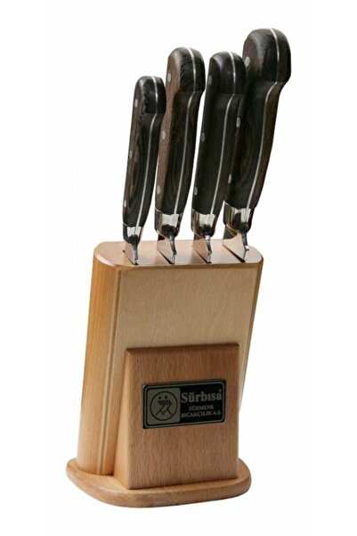 Sürbisa 4 Parça Setüstü Mutfak Bıçak Seti 4'lü Naturel Ahşap Standlı Kpf00631