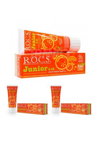R.O.C.S. معجون أسنان روكس جونيور 6-12 سنة - طعم قوس قزح فاكهي 60 مل × 3 قطع