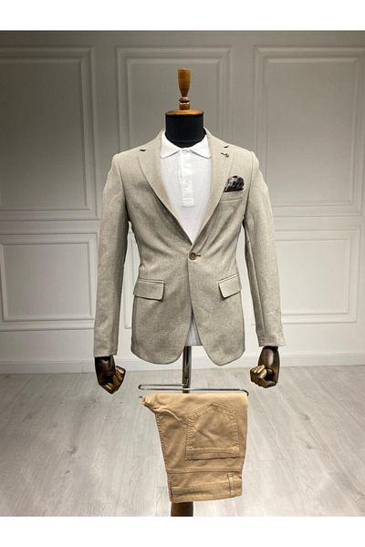 Frappoli Ανδρικό μπουφάν μπεζ Slim Fit