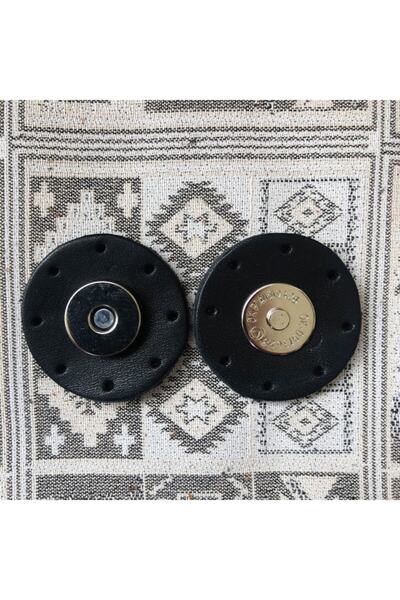 Alfa Tasarım Silver Magnetic Round Genuine Leather Bag Snap Fastener - Black ...