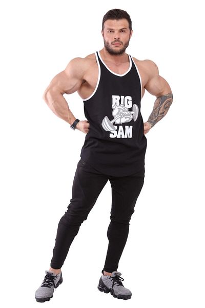 Big Sam قميص داخلي رجالي مطبوع باللون الأسود 2295