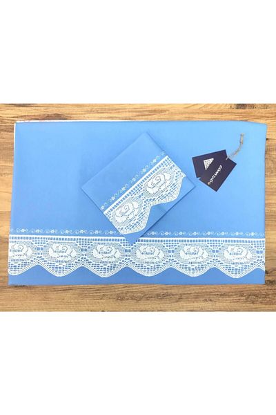 Çeyiz Bahçesi Set cuvertură dublă Dantelli Piccolo Blue