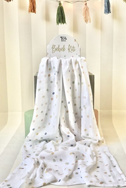 Asu Baby&Kids لون منقط من قطن الخيزران العضوي مقاس 80 × 120 سم
