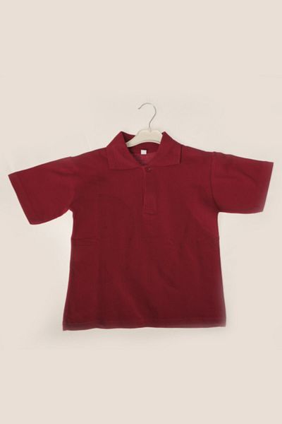 ÇÖLBAY Tricou pentru copii, roșu Claret, cu mânecă scurtă, de culoare uni, cu gât polo