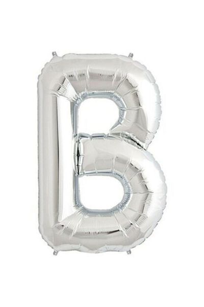 Deniz Party Store 40" Inch 100 cm (B) Letter Foil Balloon Silver Gray