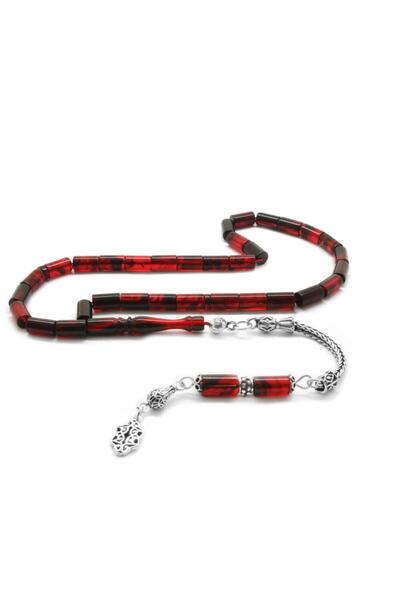 Genel Markalar 925 Ayar Gümüş Püsküllü Kesme Kesim Kırmızı-siyah Sıkma Kehrib...