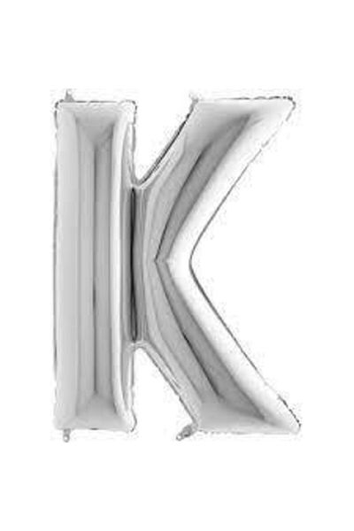 Deniz Party Store 40" Inch 100 cm (K) Letter Foil Balloon Silver Gray
