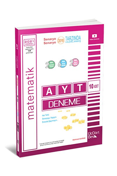 ÜçDörtBeş Yayınları Güncel Ayt Matematik 10 Adet Deneme