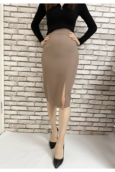 Gizline Vizon Yırtmaçlı Kalem Etek