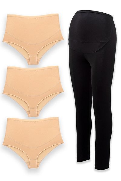 BSM Women's Nude Cotton Modal Natural High Quality Maternity Pants and Maternity Leggings Set