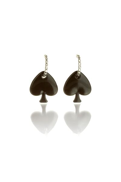 Leerybee Shiny Black Color Antiallergic Spade Earrings