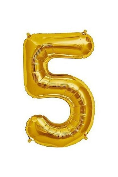 Deniz Party Store 40" Inch 100 cm (5) Five Number Foil Balloon Gold Gold