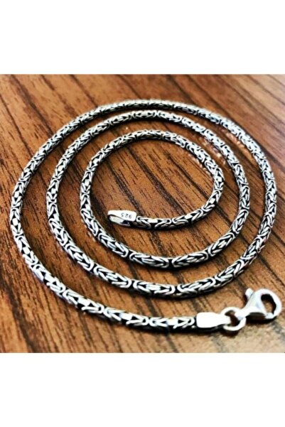 bigakan Erkek Kral Zincir Gümüş Boyun Zinciri Kolye 3.5 Mm