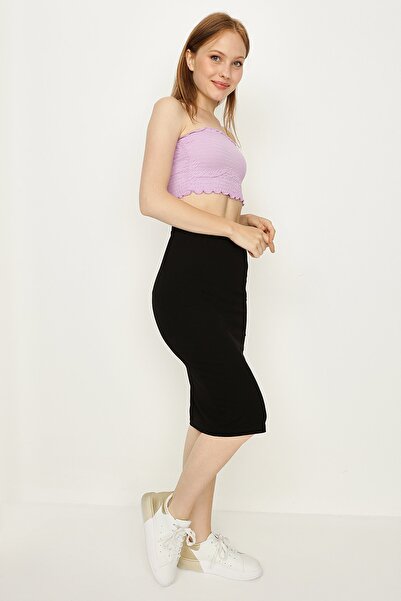 Select Moda Дамска черна пола с дължина до коляното