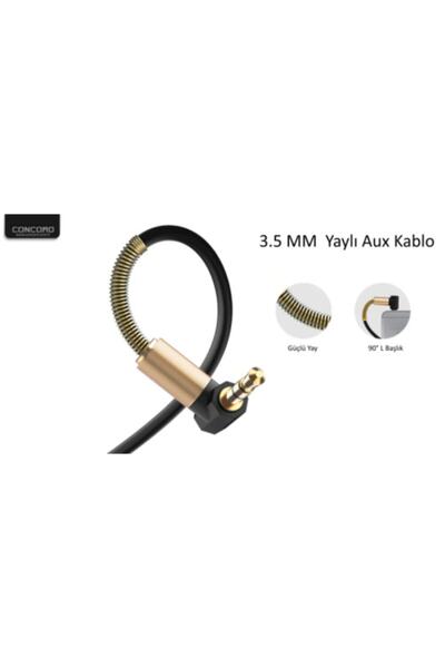 Concord C-807 1.8m Metre 3.5mm Aux L Spiral Ses Aktarım Kablosu