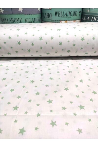 Wella Home М'ятні зірки на білому тлі Поплін / Акфіл Тканина 240 см ширина