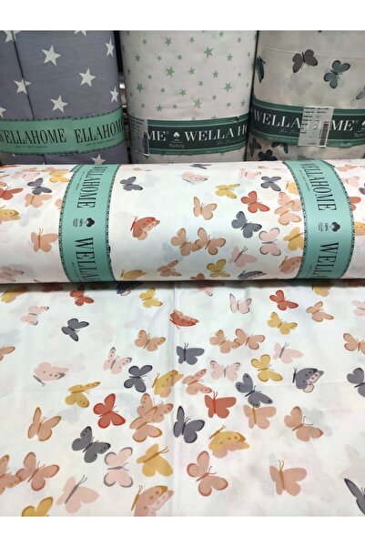 Wella Home Πορτοκαλί Πεταλούδες Ποπλίνα / Ύφασμα Akfil 240 cm Πλάτος