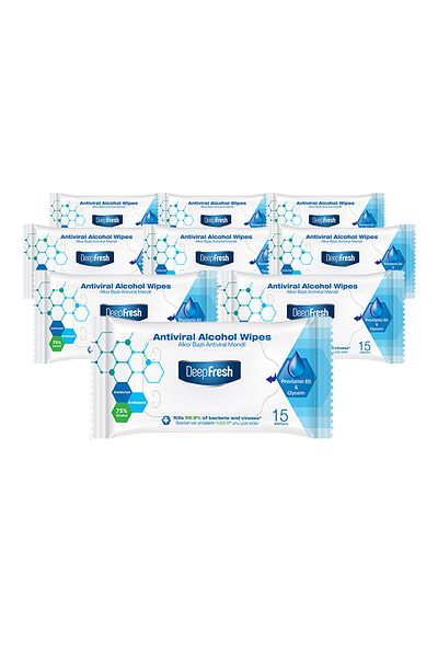 Deep Fresh Alcoholic Antiviral Wet Pocket Wipes 9 x 15 Sheets