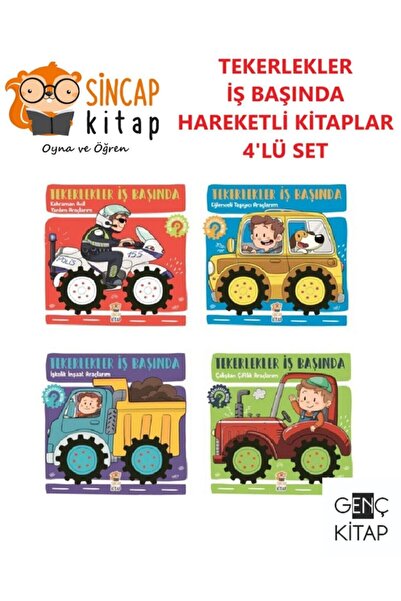 Sincap Kitap Tekerlekler Iş Başında Hareketli Kitaplar 4 Kitap Set Inşaat,çif...