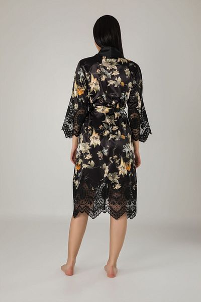 Nuşa Rochie de damă neagră cu guler din dantelă Brode din satin floral