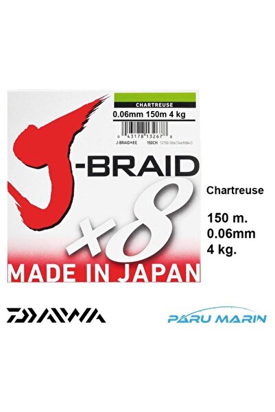 daiwa J-braid X8 Açık Yeşil 150 Mt. 0.06mm 4 Kg. Ip Misina