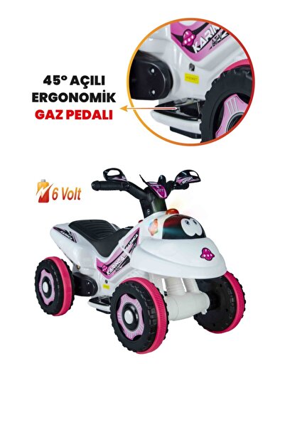 UJ Toys Müzikli Ve Led Işıklı Karınca Akülü Atv 6v-beyaz Prenses
