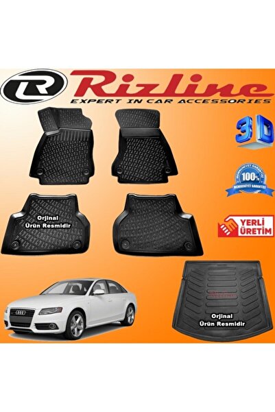Rizline Audi A4 3d Paspas + 3d Bagaj Havuzu B8 2008-2014 Arası Siyah Set