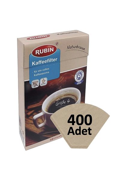 Rubin Coffee Filter Number 4 (Large Size) Natural Paper 400 Pieces
