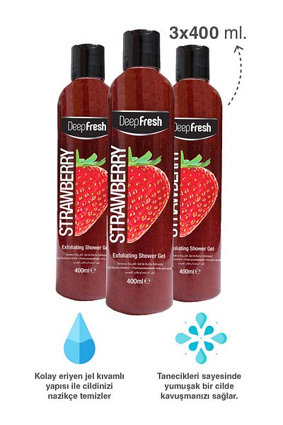 Deep Fresh Purifying Shower Gel Strawberry 3 X 400 Ml